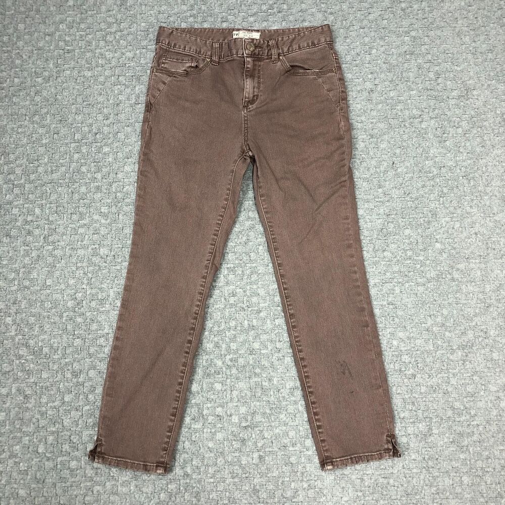 Free People Jeans Womens 27 Brown Mid Rise Skinny Herringbone Stretch Denim Day